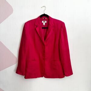 Talbots Pink Iris Linen Blazer Vintage Preppy‎ Classic Workwear Minimalist Sz 12